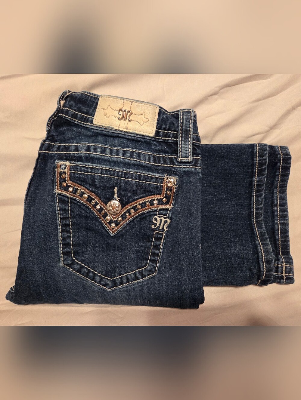 Miss Me Embroidered Bling Bootcut Jeans - Size 31 Inseam 30½